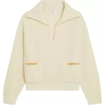 Джемпер в рубчик с воротником CELINE, Ecru