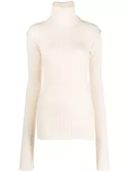 Джемпер в рубчик с высоким воротником Sportmax, бежевый