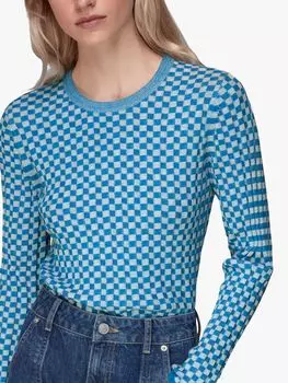 Джемпер в рубчик в клетку Whistles, синий/мульти