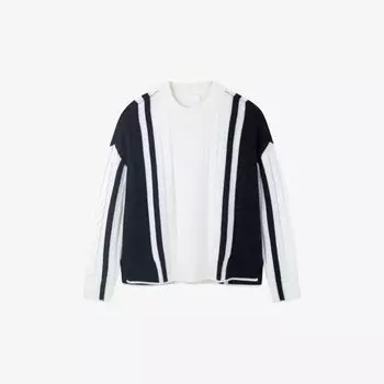 Джемпер в стиле колор-блок косой вязки из смеси шерсти и кашемира The White Company, цвет porcelain