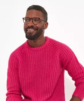 Джемпер в стиле рыбацкой вязки в рубчик с круглым вырезом Joe Browns, розовый