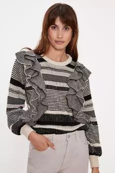 Джемпер в текстурированную полоску с оборками Oasis, мультиколор