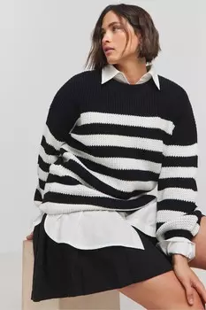 Джемпер в вафельную полоску Simply Be, черный