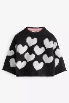 Джемпер в виде сердца из букле для девочек River Island, черный