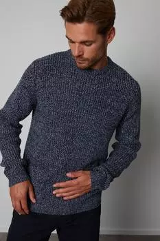 Джемпер вафельной вязки 'Ryebank' с круглым вырезом Threadbare, синий