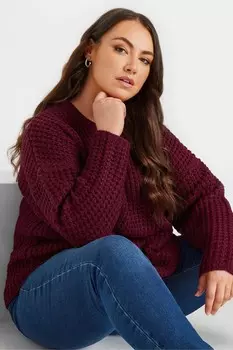 Джемпер вафельной вязки Yours Curve, фиолетовый