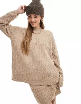 Джемпер верблюжьей вязки свободной косой от Vero Moda (часть комплекта)