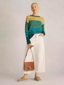 Джемпер White Stuff Olive Stripe Organic Cotton Blend, цвет green/multi