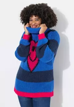 Джемпер WITH BLOCK STRIPES AND HEART SMILEY Angel of Style, синий