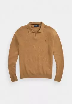 Джемпер WOOL JOHNNY-COLLAR SWEATER Polo Ralph Lauren, коричневый