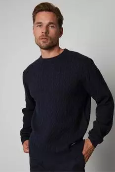 Джемпер вязанной вязки с круглым вырезом 'Wildcroft' Threadbare, синий