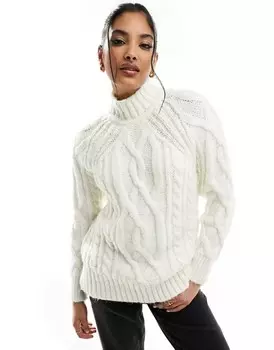 Джемпер вязанной вязки с высоким воротником Superdry цвета Off White