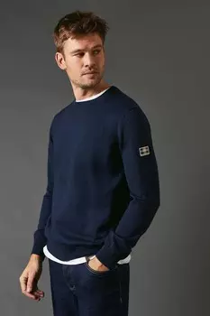 Джемпер вязаный Aquascutum Active с круглым вырезом, темно-синий