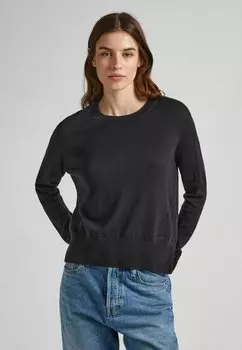 Джемпер вязаный Pepe Jeans с круглым воротничком, черный