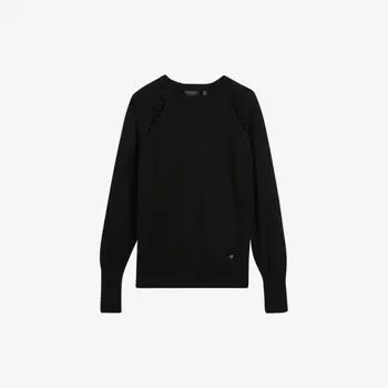 Джемпер вязаный с рукавами реглан и вставками Ted Baker, черный