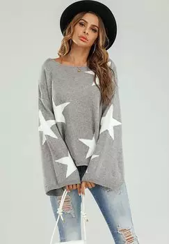 Джемпер вязаный STYLE STAR PATTERN WIDE SLEEVE FS Collection, цвет grey