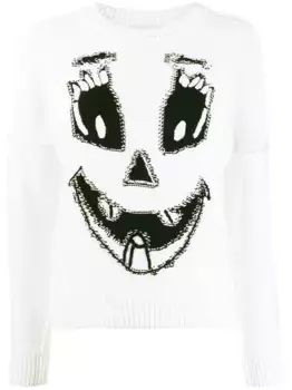 Джемпер вязки интарсия Moschino, белый