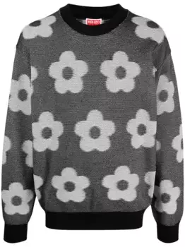 Джемпер вязки интарсия с цветочным узором KENZO, черный