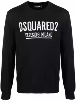 Джемпер вязки интарсия с логотипом DSQUARED2, черный