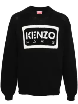 Джемпер вязки интарсия с логотипом KENZO, черный