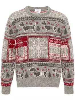 Джемпер вязки интарсия Thom Browne, серый