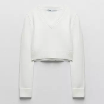 Джемпер Zara Cropped Knit, белый