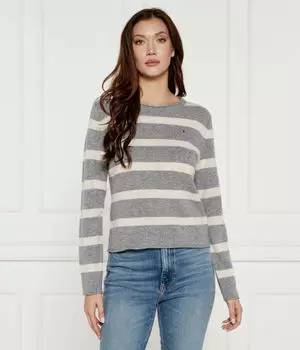 Джемпер женский Tommy Hilfiger шерстяной в полоску, серо-белый