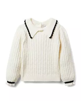 Джени и Джек. Свитер с воротником и косами Janie and Jack, белый