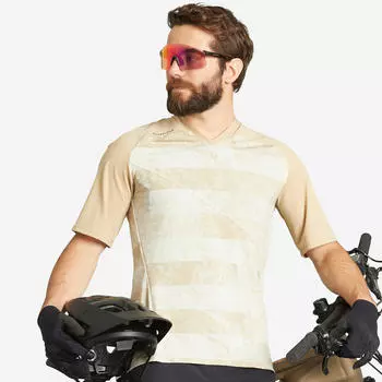 Джерси All-Mountain с короткими рукавами для горного велосипеда - бежевый Rockrider