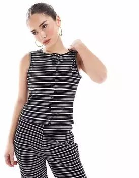 Джерси Brave Soul Co-ord с пуговицами сверху в черно-белую полоску