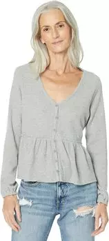Джерси Cloud с вафельными пуговицами через верх Lucky Brand, цвет Light Heather Gray