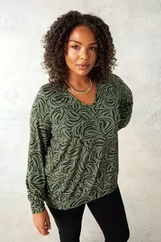 Джерси Green Curve Top с принтом и объемной нижней кромкой Live Unlimited, зеленый