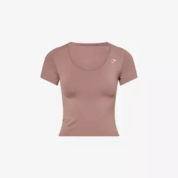 Джерси Gymshark с круглым вырезом бесшовное облегающее, розовый