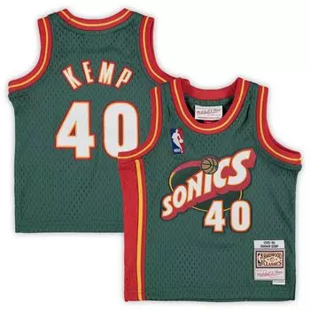 Джерси Infant Mitchell & Ness Shawn Kemp Green Seattle Supersonics 1995/96 Hardwood Classics для пенсионера Unbranded