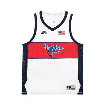 Джерси Nike SB Team USA Dri-FIT ADV Sleeveless Skate Jersey White/Sport Red/Obsidian/Black, белый