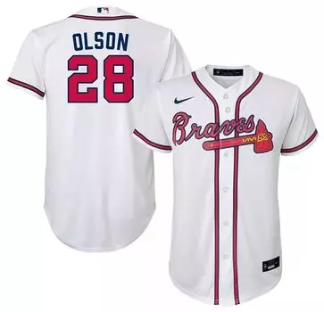 Джерси Nike Youth Atlanta Braves Matt Olson #28 White Home Cool Base