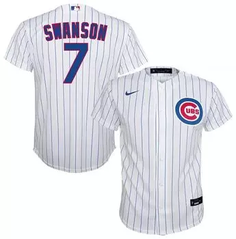 Джерси Nike Youth Chicago Cubs Dansby Swanson #7 White Home Cool Base