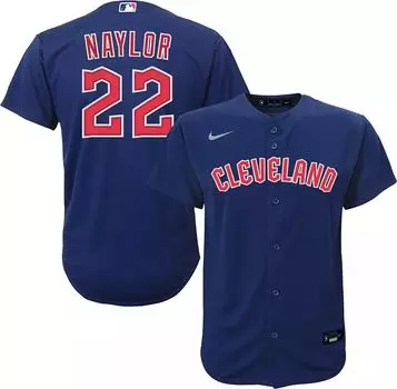 Джерси Nike Youth Cleveland Guardians Josh Naylor # 22 Navy Road Cool Base