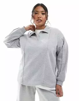 Джерси-поло Vero Moda Curve, светло-серый меланж