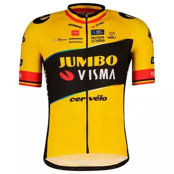 Джерси с коротким рукавом AGU Jumbo-Visma Replica Wout Van Aert 2023, желтый