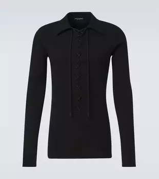 Джерси трикотажный поло хлопковый свитер Dolce&Gabbana, черный