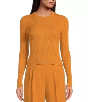 Джианни Бини вязаный свитер с круглым вырезом и длинными рукавами Gianni Bini, оранжевый