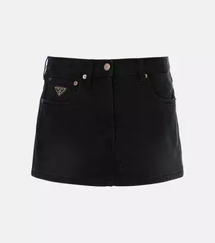 Джиговая юбка с низкой посадкой Prada, черный