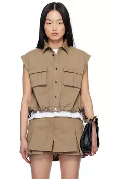 Джимовая рубашка микс Sacai, бежевый