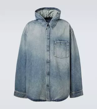 Джимовая рубашка с капюшоном Balenciaga, Sun Bleached Blue
