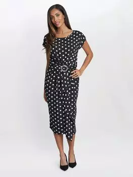 Джина Баккони Джемайма Платье с точечным принтом, черный/белый