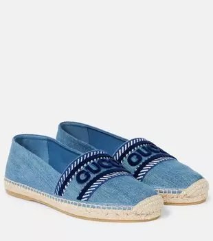 Джиновые эспадрильи с вышитым логотипом Gucci, Light Blue/Galac Azu