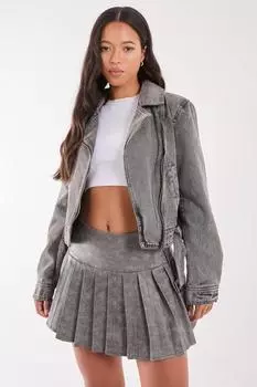 Джинсовая байкерская куртка Stone Wash Pink Vanilla, черный