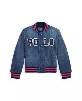 Джинсовая бейсбольная куртка с логотипом Polo Ralph Lauren, синий