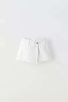 Джинсовая бермудская шорты ZARA, белый